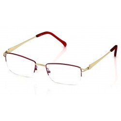 Maroon Gold Rectangle Semi-Rimmed Eyeglasses
