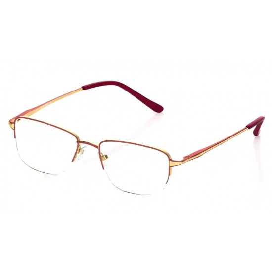 Maroon Rectangle Semi-Rimmed Eyeglasses