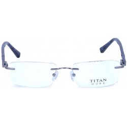 Silver Rimless Rectangle Frame Eyeglasses