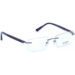 Silver Rimless Rectangle Frame Eyeglasses