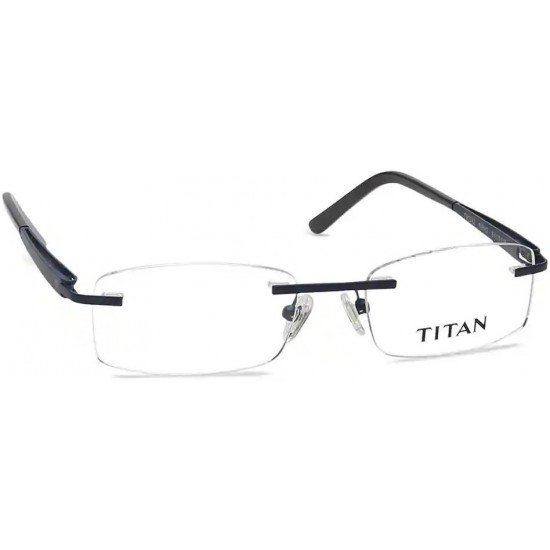Blue Rectangle Rimless Eyeglasses