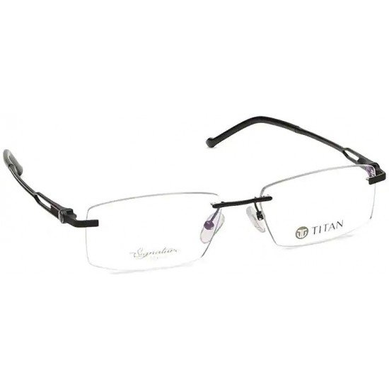 Signature Black Rectangle Rimless Eyeglasses