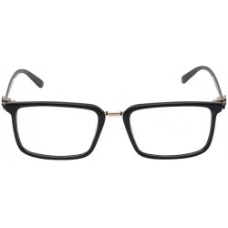 Black Rectangle Frame Rimmed Men Eyeglasses