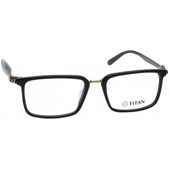 Black Rectangle Frame Rimmed Men Eyeglasses