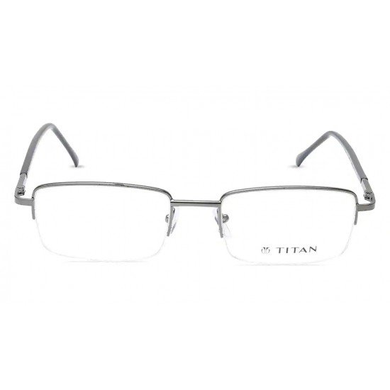 Silver Rectangle Semi-Rimmed Eyeglasses