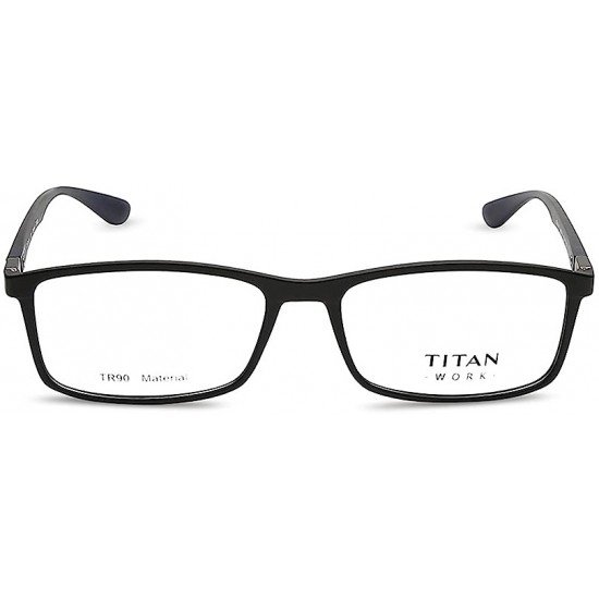 Black Plastic Frame Rectangle Rimmed Eyeglasses