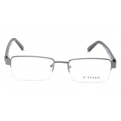 Silver Rectangle Semi-Rimmed Unisex Eyeglasses