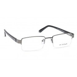 Silver Rectangle Semi-Rimmed Unisex Eyeglasses