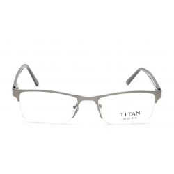 Silver Metallic Rectangle Semi-Rimmed Eyeglasses
