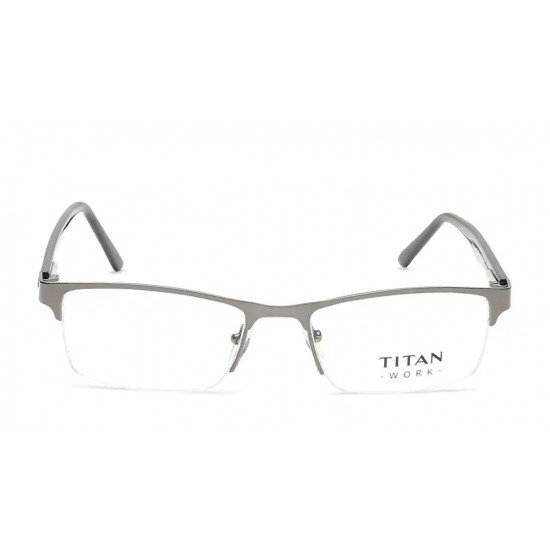 Silver Metallic Rectangle Semi-Rimmed Eyeglasses