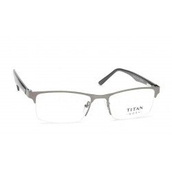 Silver Metallic Rectangle Semi-Rimmed Eyeglasses