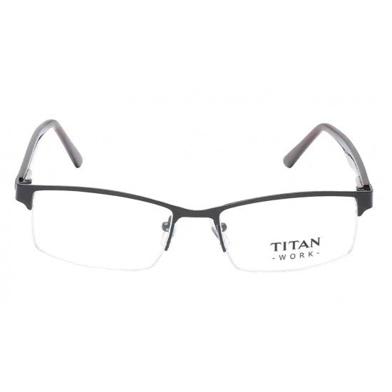 Black Rectangle Semi-Rimmed Unisex Eyeglasses