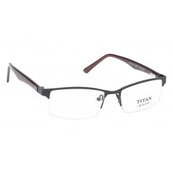 Black Rectangle Semi-Rimmed Unisex Eyeglasses