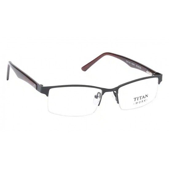 Black Rectangle Semi-Rimmed Unisex Eyeglasses